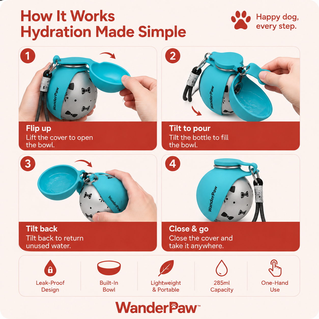 WanderPaw™ Portable Dog Water Bottle
